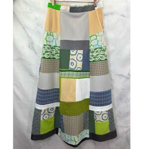 Vintage 60s Patchwork Quilt Maxi Skirt 28” Waist Handmade Cottagecore Festival